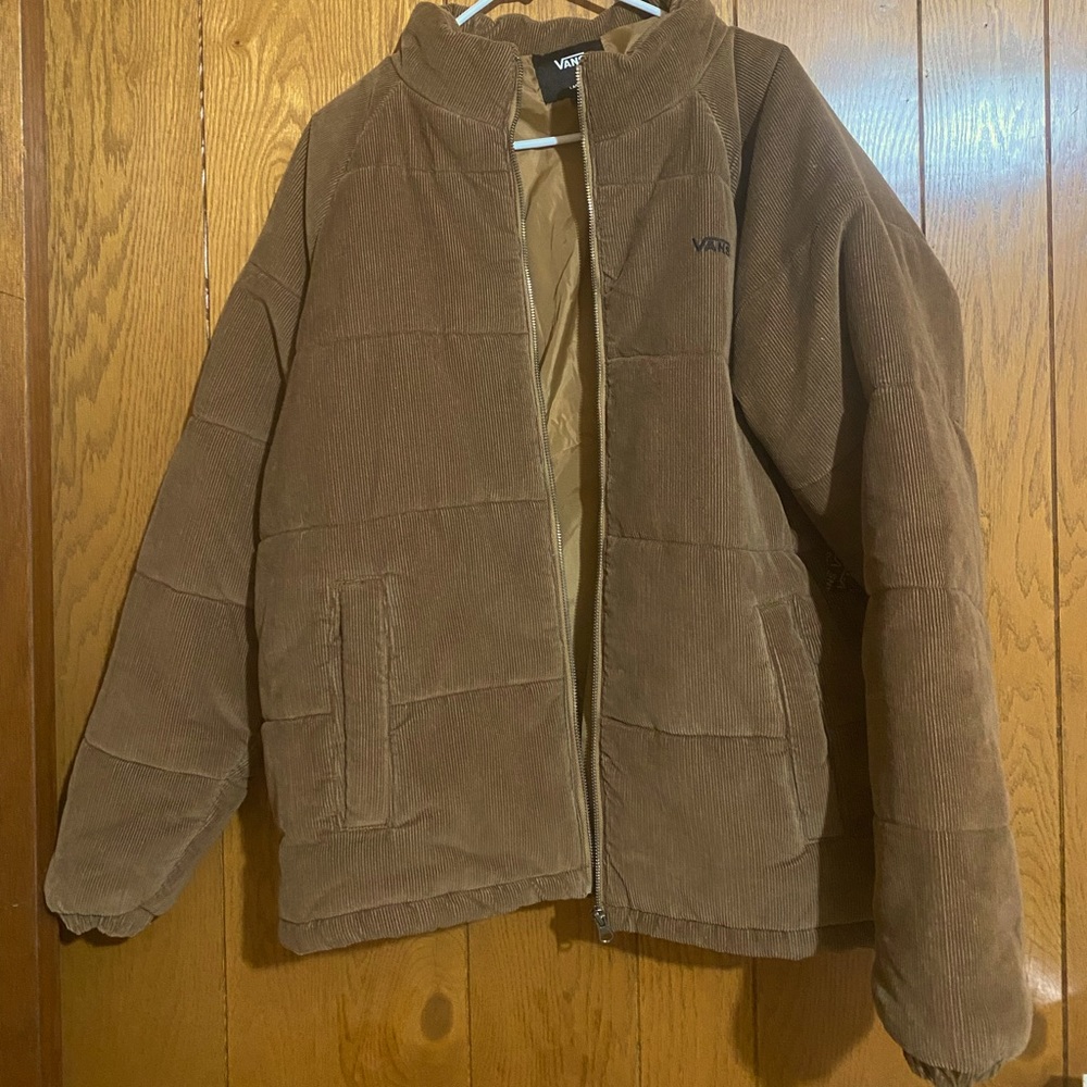 Vans Corduroy brown/tan jacket with pockets. Size Large, women’s.